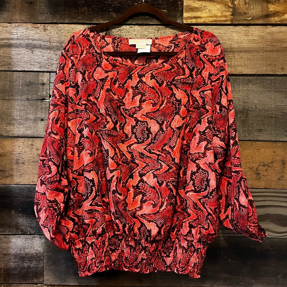 Michael Kors Blouse Pink Snakeskin Print 2X